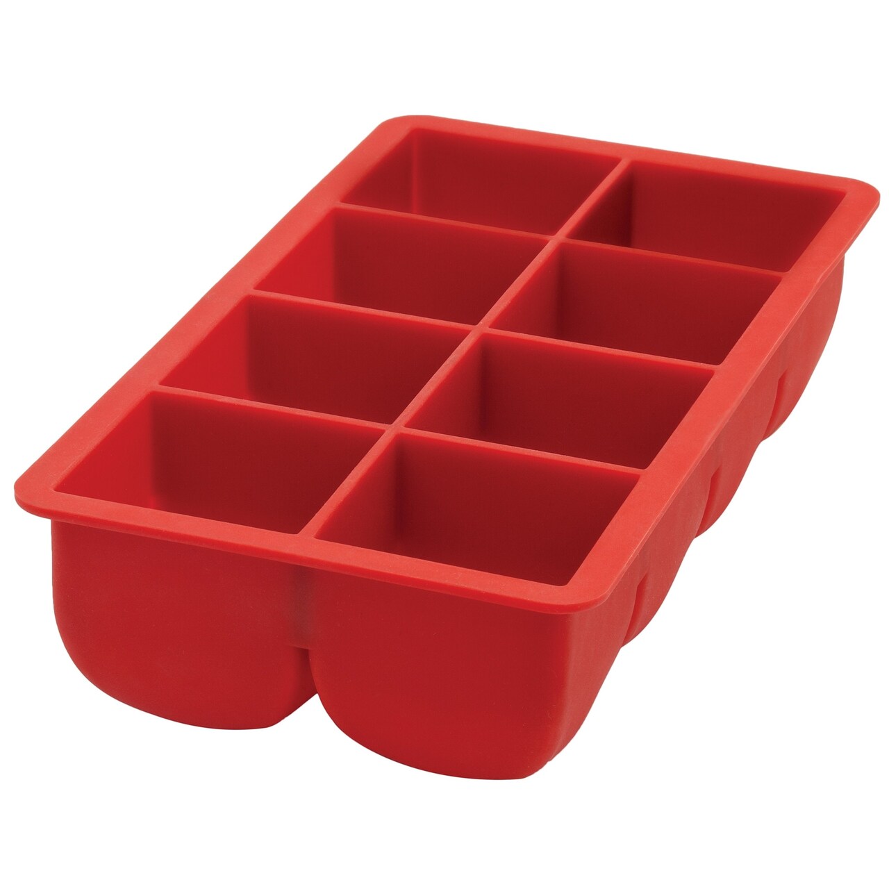 HIC Red Silicone Big Block Ice Cube Tray and Baking Mold - Makes 8  Oversized Cubes
